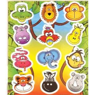 Jungle / Safari Animal Party Favour Stickers x 6
